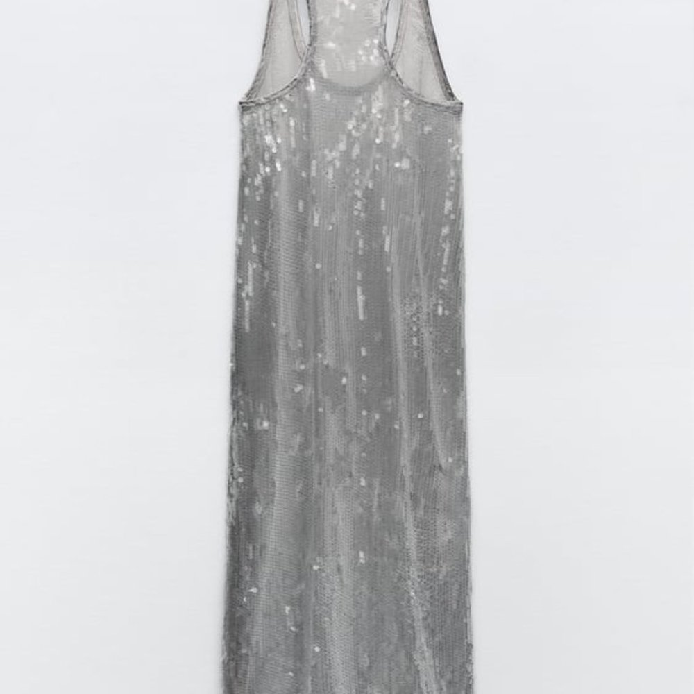 ZARA SEQUIN DRESS SILVER | 2712/246 326/015 - Picture 6 of 7